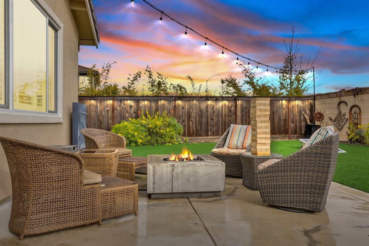 Enjoy a sunset under the market lights with the fire pit to keep to warm you up